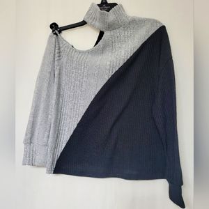 SHEIN One Shoulder Thin Ribbed Turtleneck Sweater Top Size 6/M